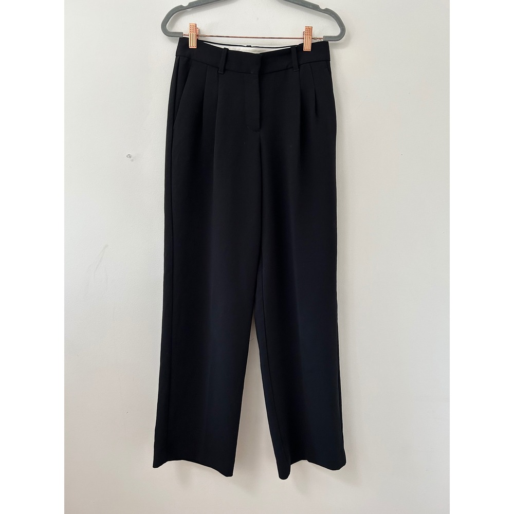 Wilfred The Effortless Pant Women 2 Black High Rise Pleated Wide Leg Minimalist
